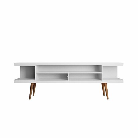 DESIGNED TO FURNISH 70.47 in. Utopia TV Stand with Splayed Wooden Legs & 4 Shelves White DE3068414